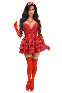 Top Drawer 5 PC Red Sequin Nurse Corset Costume