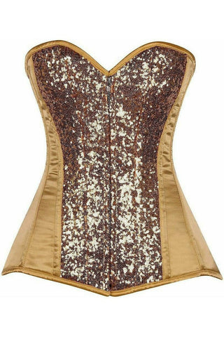 Top Drawer Gold Sequin Steel Boned Corset - Daisy Corsets