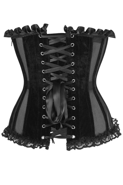 Top Drawer Steel Boned Black Mesh & Velvet Underwire Bustier Corset