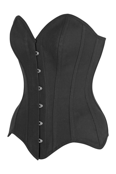 Top Drawer Black Cotton Steel Boned Overbust Corset