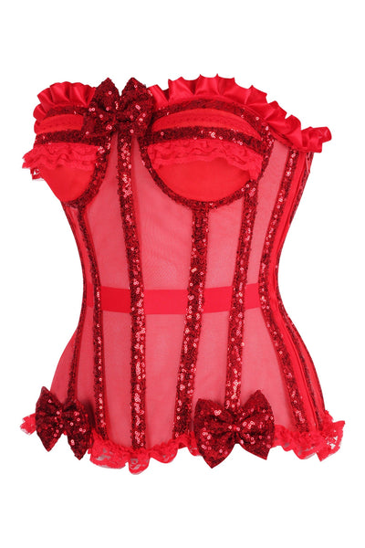 Top Drawer Steel Boned Red Sequin Underwire Bustier Corset