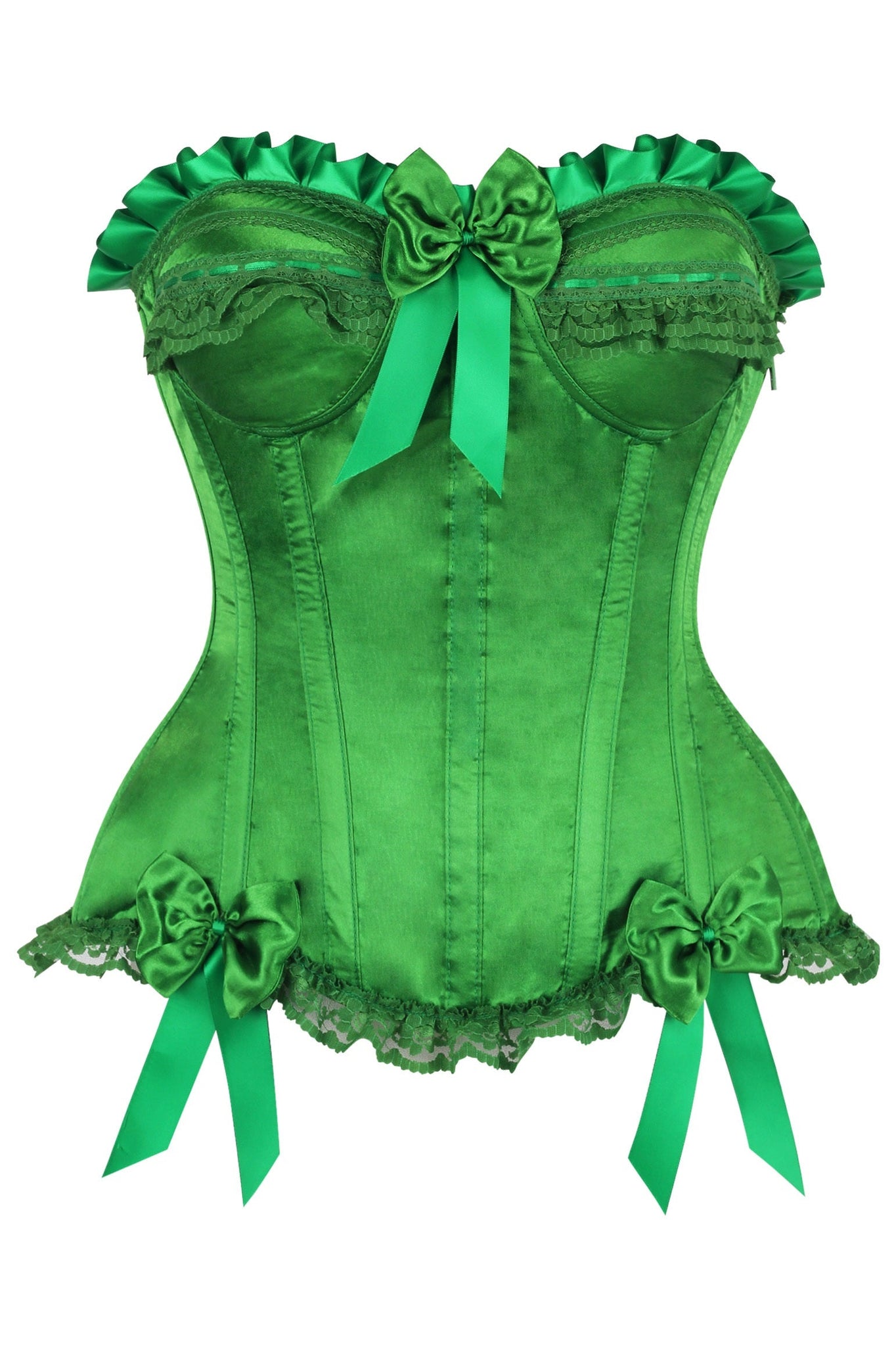 Top Drawer Green Satin Steel Boned Burlesque Corset