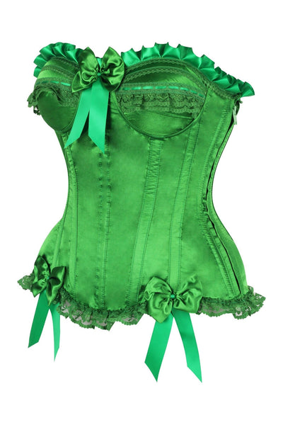 Top Drawer Green Satin Steel Boned Burlesque Corset