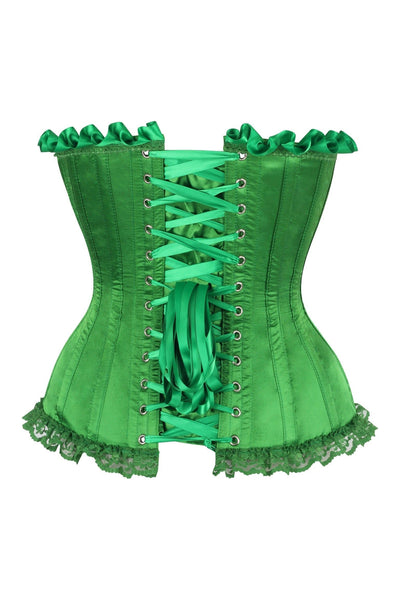 Top Drawer Green Satin Steel Boned Burlesque Corset