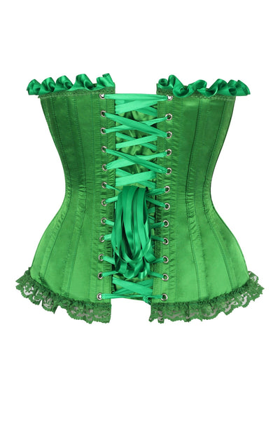 Top Drawer Green Satin Steel Boned Burlesque Corset