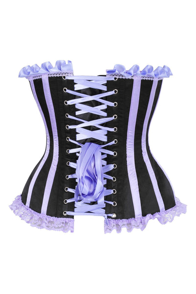 Top Drawer Black/Lavender Satin Steel Boned Burlesque Corset