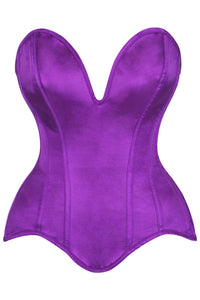 Top Drawer Steel Boned Purple Satin Plunge Neckline Overbust Corset