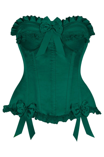 Top Drawer Dark Green Satin Steel Boned Burlesque Corset