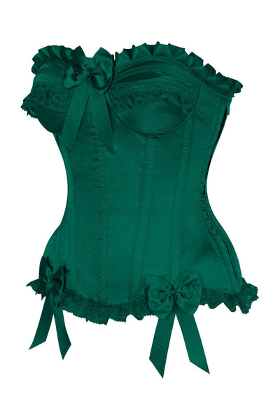 Top Drawer Dark Green Satin Steel Boned Burlesque Corset