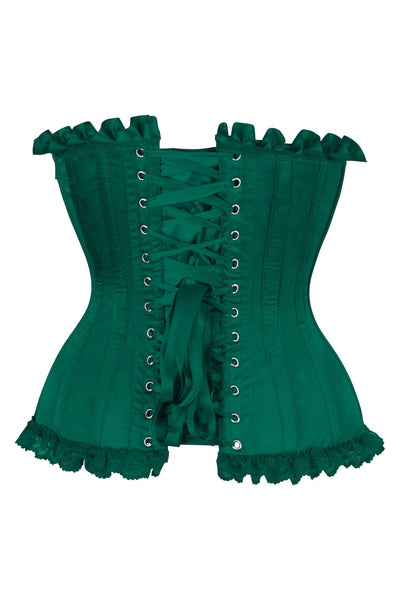 Top Drawer Dark Green Satin Steel Boned Burlesque Corset