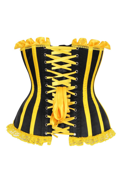 Top Drawer Black/Yellow Satin Steel Boned Burlesque Corset