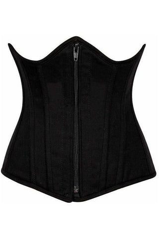 Top Drawer Black Cotton Underbust Steel Boned Corset - Daisy Corsets