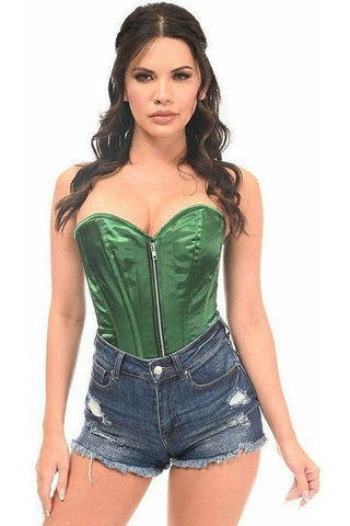 Top Drawer Dark Green Satin Steel Boned Corset - Daisy Corsets