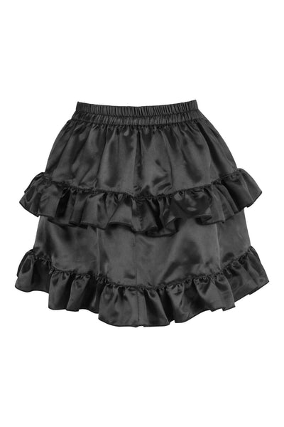 Black Satin Ruched Bustle Skirt - Daisy Corsets