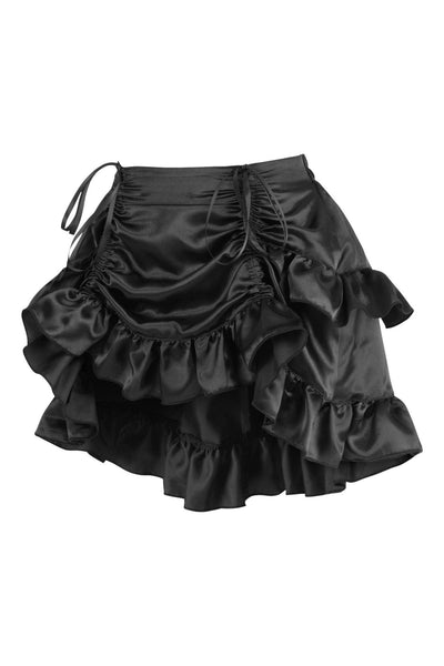 Black Satin Ruched Bustle Skirt - Daisy Corsets