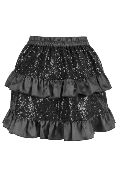 Black Sequin Ruched Bustle Skirt - Daisy Corsets