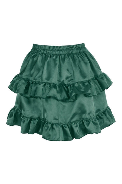 Dark Green Satin Ruched Bustle Skirt - Daisy Corsets