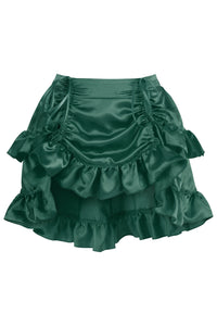 Dark Green Satin Ruched Bustle Skirt - Daisy Corsets