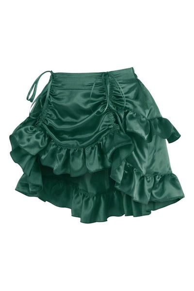 Dark Green Satin Ruched Bustle Skirt - Daisy Corsets