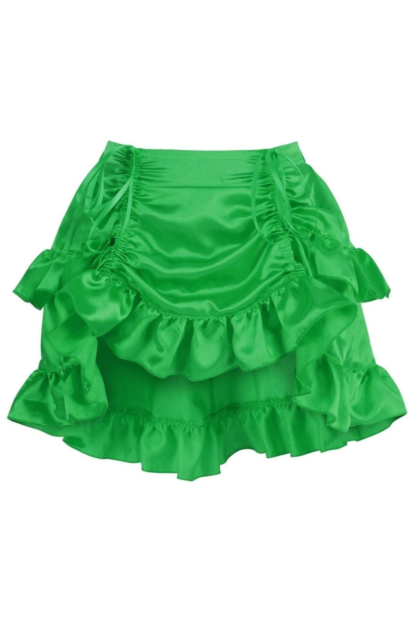 Green Satin Ruched Bustle Skirt - Daisy Corsets