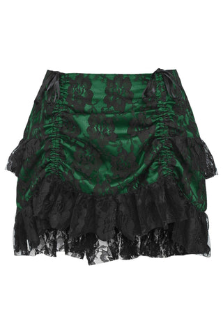 Green/Black Lace Ruched Bustle Skirt - Daisy Corsets