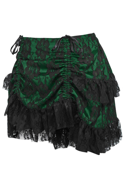 Green/Black Lace Ruched Bustle Skirt - Daisy Corsets