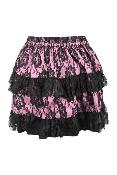 Pink/Black Lace Ruched Bustle Skirt - Daisy Corsets