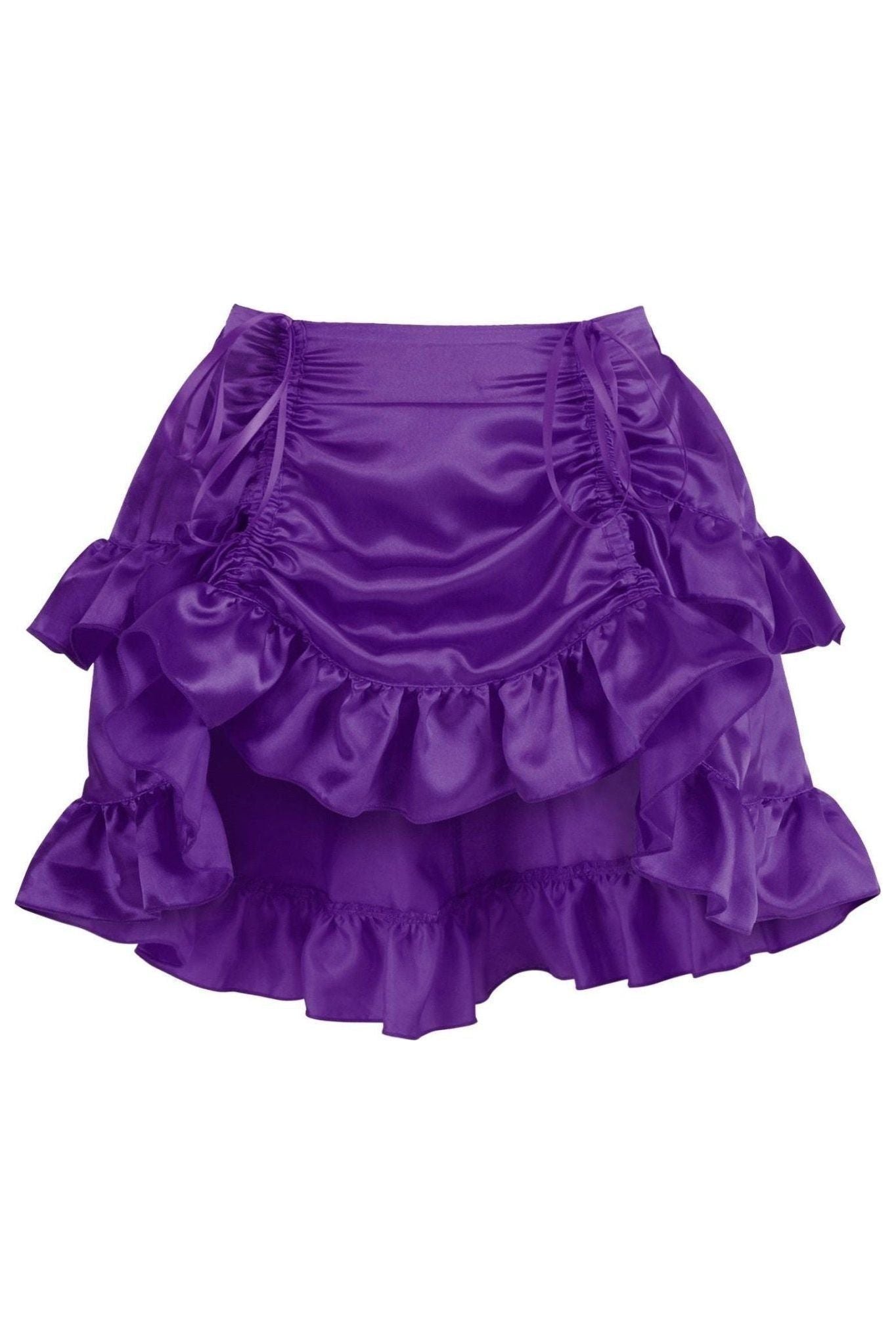 Plum Satin Ruched Bustle Skirt - Daisy Corsets