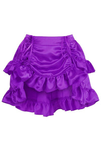 Purple Satin Ruched Bustle Skirt - Daisy Corsets