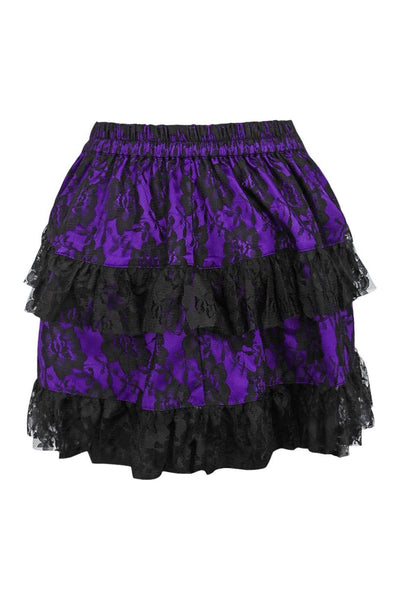 Purple/Black Lace Ruched Bustle Skirt - Daisy Corsets