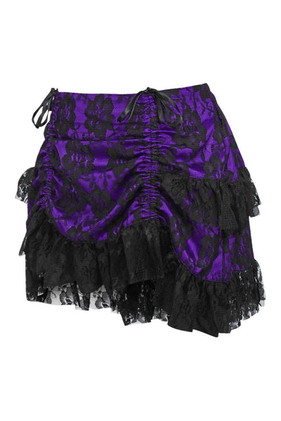 Purple/Black Lace Ruched Bustle Skirt - Daisy Corsets