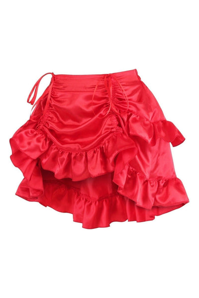 Red Satin Ruched Bustle Skirt - Daisy Corsets