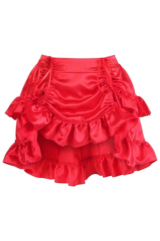 Red Satin Ruched Bustle Skirt - Daisy Corsets