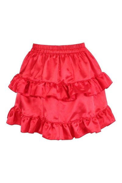 Red Satin Ruched Bustle Skirt - Daisy Corsets