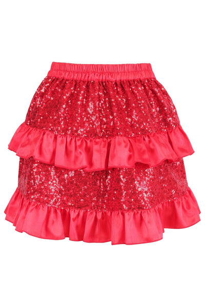 Red Sequin Ruched Bustle Skirt - Daisy Corsets