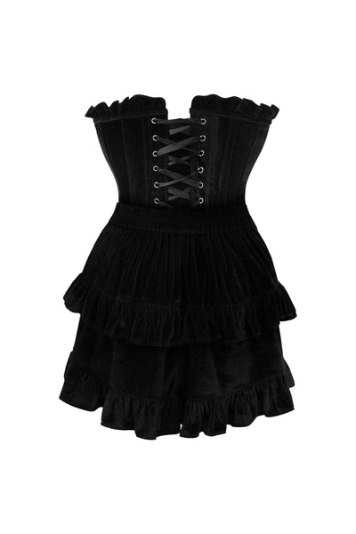 Top Drawer 2 PC Black Velvet Lace - Up Corset & Skirt Set - Daisy Corsets