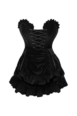 Top Drawer 2 PC Black Velvet Lace - Up Corset & Skirt Set - Daisy Corsets