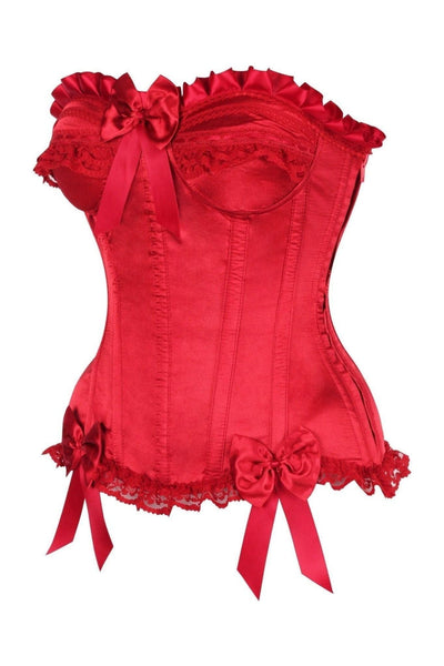 Top Drawer Dark Red Satin Steel Boned Burlesque Corset - Daisy Corsets