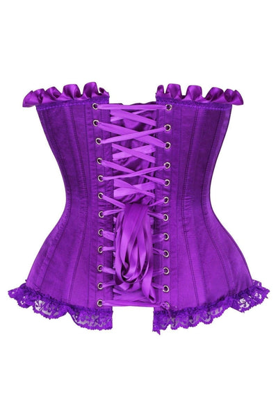 Top Drawer Purple Satin Steel Boned Burlesque Corset - Daisy Corsets