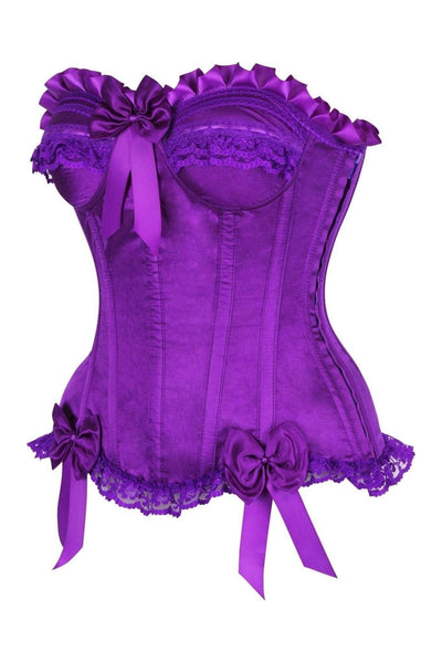 Top Drawer Purple Satin Steel Boned Burlesque Corset - Daisy Corsets