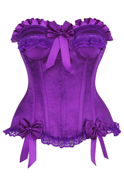 Top Drawer Purple Satin Steel Boned Burlesque Corset - Daisy Corsets