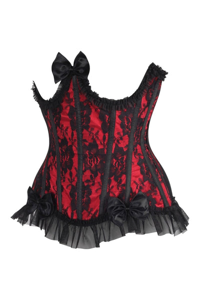 Top Drawer Steel Boned Red/Black Lace Underwire Burlesque Underbust Corset Cincher - Daisy Corsets