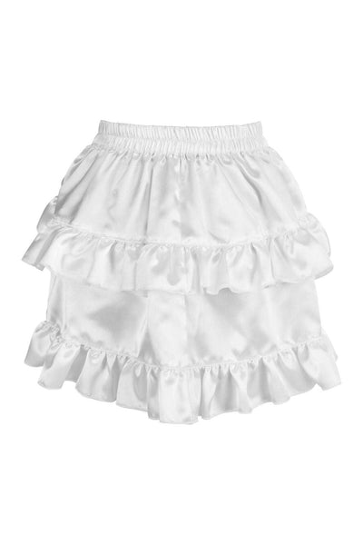 White Satin Ruched Bustle Skirt - Daisy Corsets