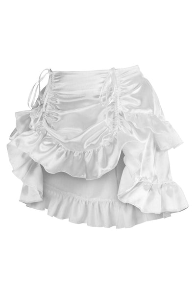 White Satin Ruched Bustle Skirt - Daisy Corsets