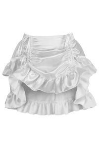 White Satin Ruched Bustle Skirt - Daisy Corsets