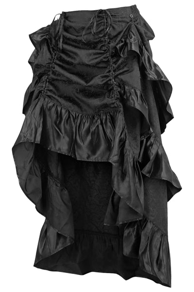 Black Brocade Adjustable High Low Bustle Skirt