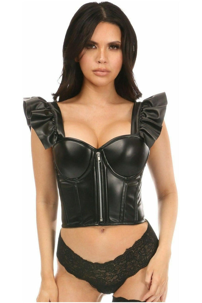 Ruffle bustier corset top, Black