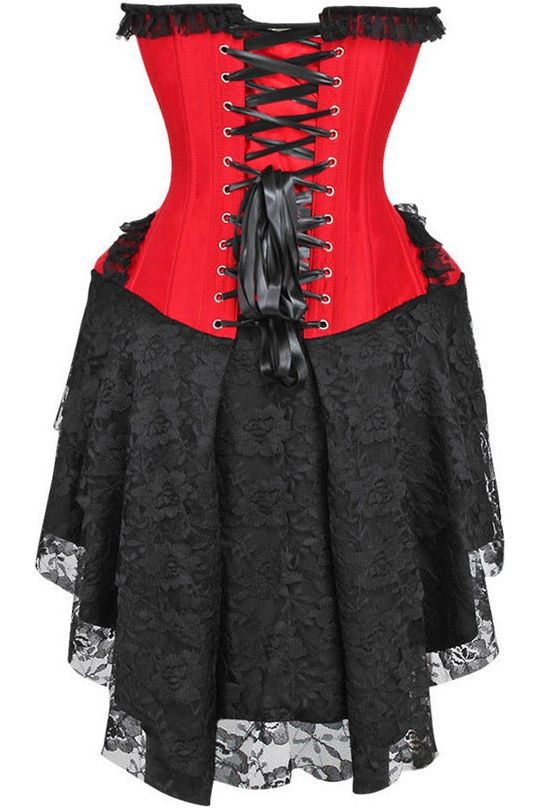 Daisy Corsets Top Drawer Steel Boned Strapless Red/Black Lace Victorian ...