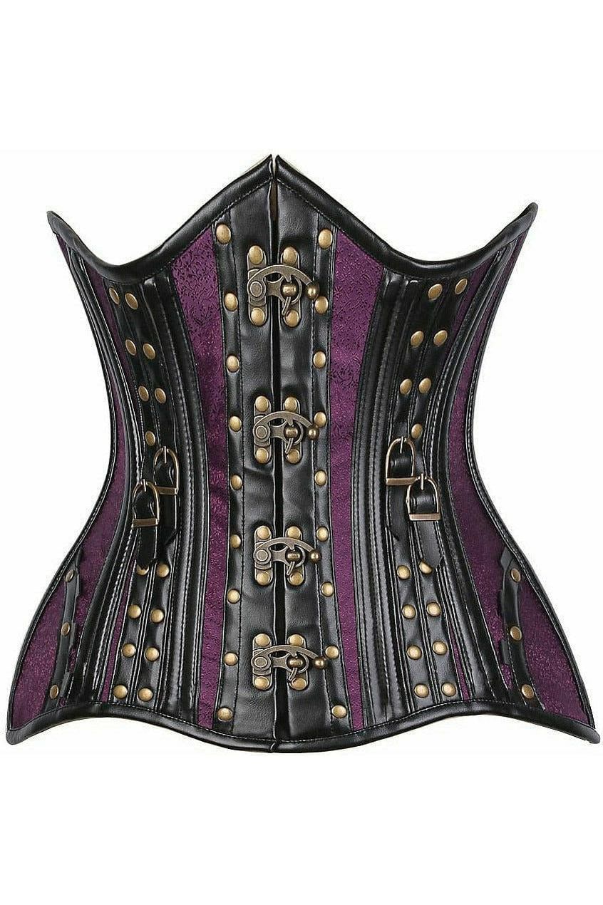 Daisy Corsets Top Drawer Faux Leather & Plum Brocade Steel Boned Under Bust  Corset – Daisy Corsets USA